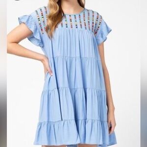 entro Embroidered Swing Dress